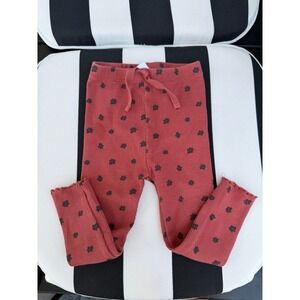 Zara Kids Terracotta Red Ribbed Floral Leggings Lettuce Edge 12-18 Months